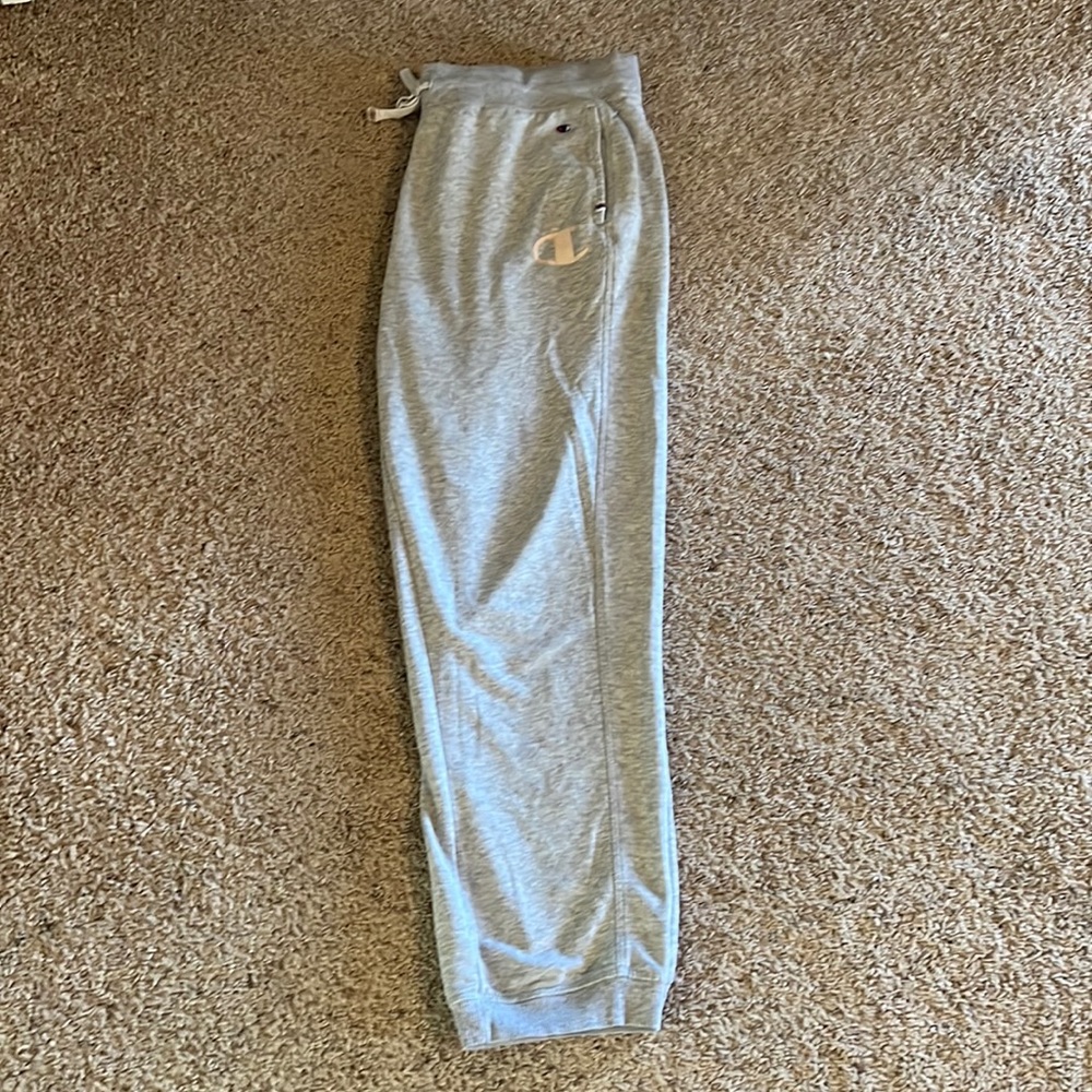Champion sweatpants. Light gray. Size large.